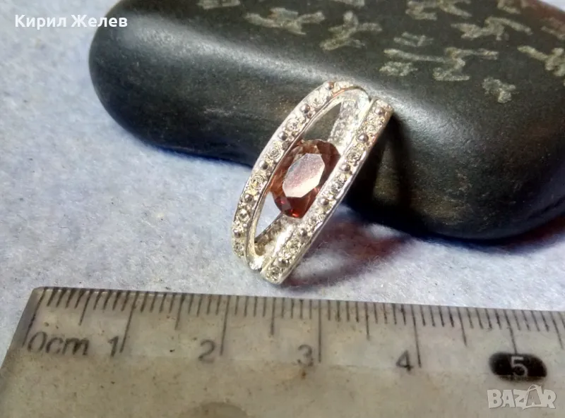 ПРЕКРАСЕН СКЪПОЦЕНЕН ПЕНДАНТ с ФАСЕТИРАН ИСКРЯЩИ ЦИРКОНИ АМЕТИСТ и БЯЛА ПОЗЛАТА 48842, снимка 1