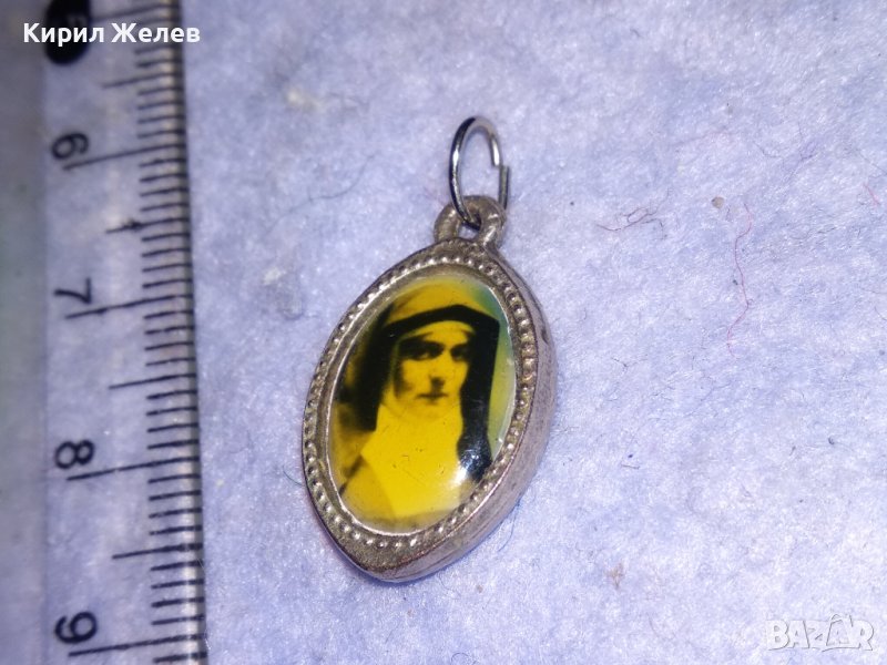 РЯДКА КАТОЛИЧЕСКА ДВУСТРАННА ПОСРЕБРЕНА ИКОНКА РЕЛИКВАРИЙ 31218, снимка 1