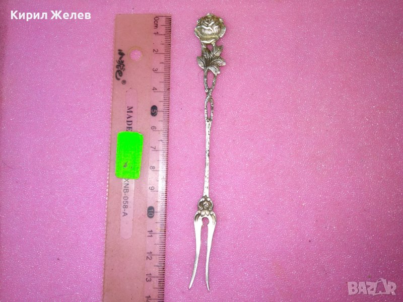 СТАРА НЕМСКА ФЛОРАЛНА КОЛЕКЦИОНЕРСКА ДЕСЕРТНА СРЕБЪРНА ВИЛИЧКА СРЕБРО 800 ПРОБА 42994, снимка 1