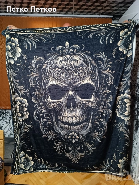 Покривало/одеало за легло с череп., снимка 1