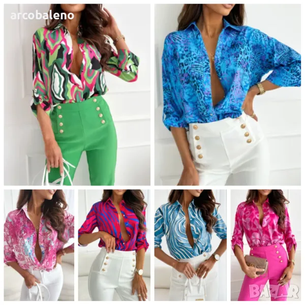 Дамска елегантна риза с щампи, 6цвята , снимка 1