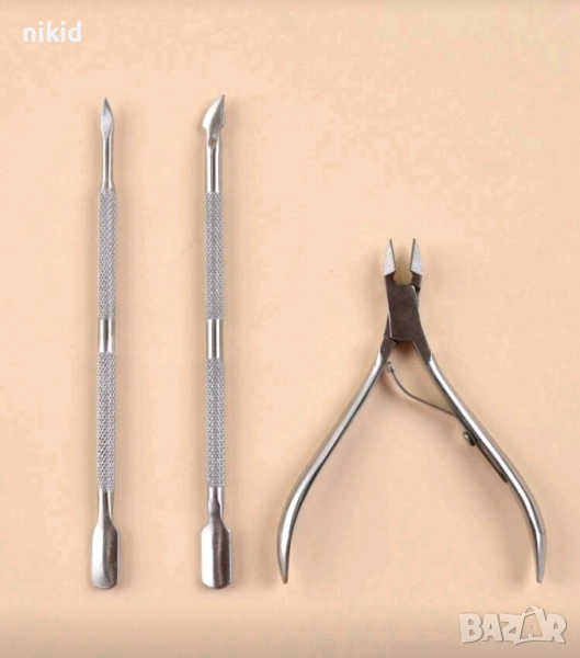 3 бр. инструменти клещи и избутвач кожички и кутикули комплект за нокти маникюр , снимка 1