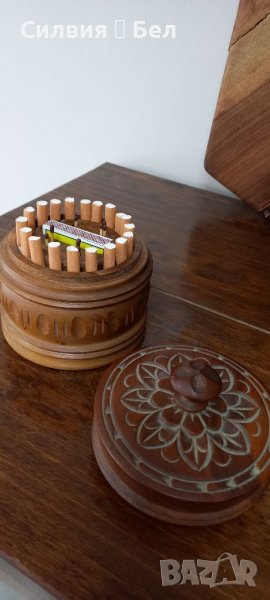 Ретро дървена кутия за цигари и кибрит, снимка 1