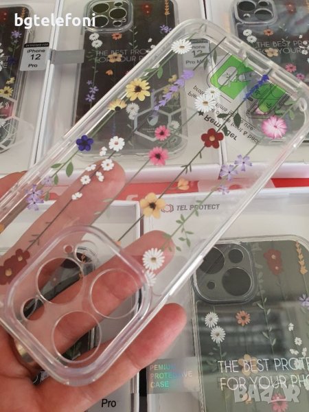 НАМАЛЕНИ!!!Iphone 12,13,14,12 Pro,12 Pro Max,13 Pro,14 Pro прозрачен луксозен гръб с цветя, снимка 1