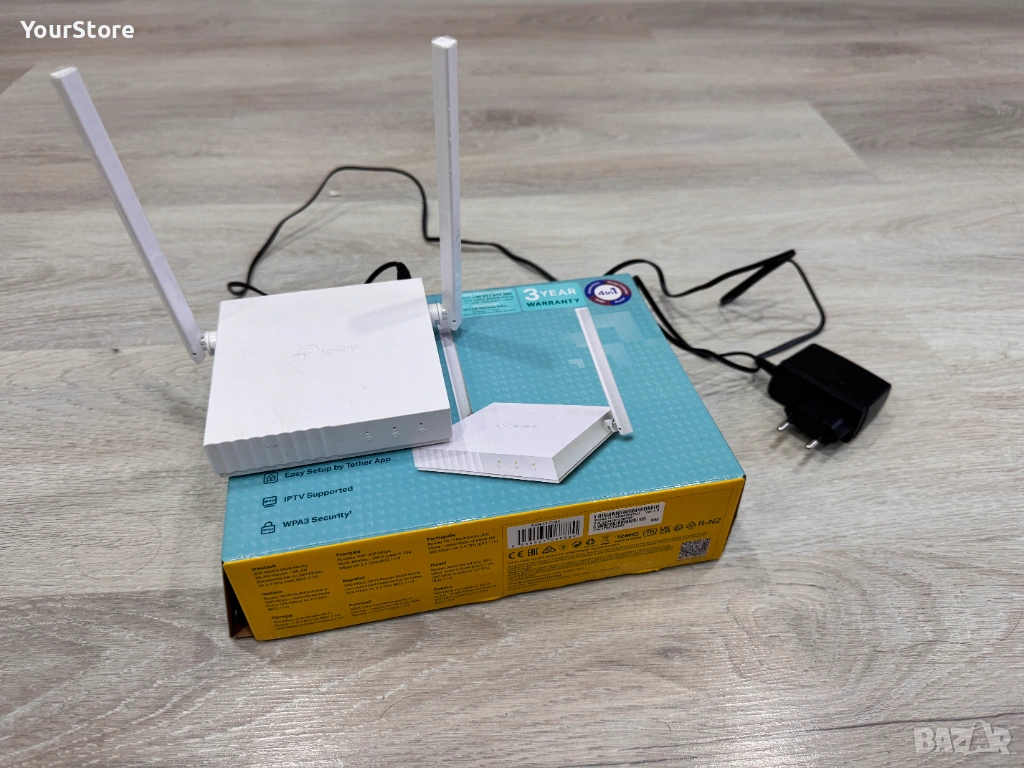 TP-Link Wi-Fi рутер с 4 антени + захранване (в оригинална кутия), снимка 1