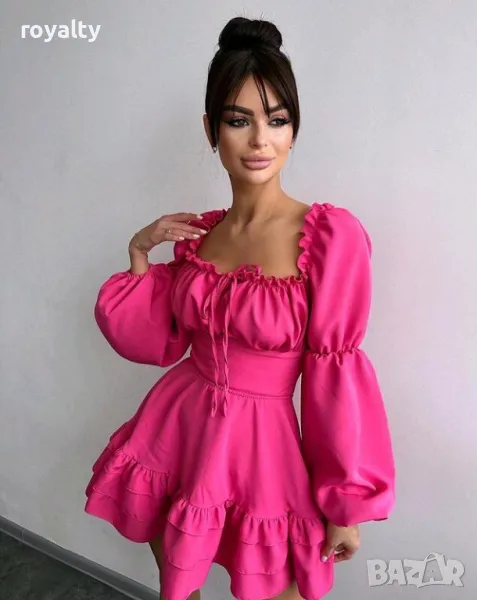 Цикламена ефектна рокля, снимка 1