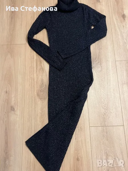 Нова еластична ежедневно елегантна рокля рипс миди midi модерна дължина блясък , снимка 1