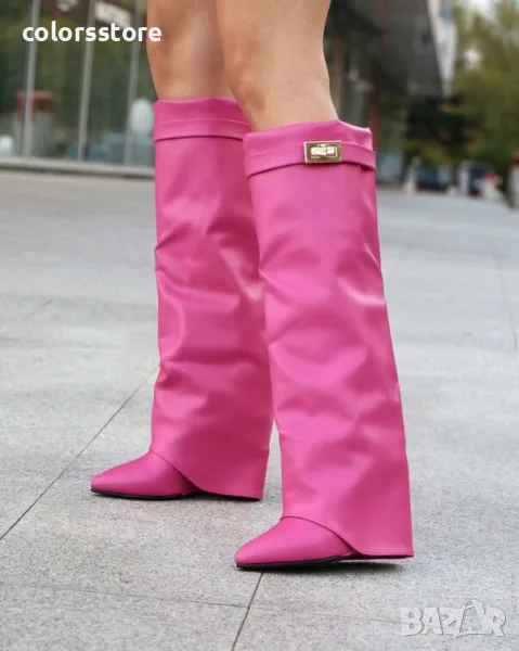 Ботуши на платформа - циклама кожа - K-40, снимка 1