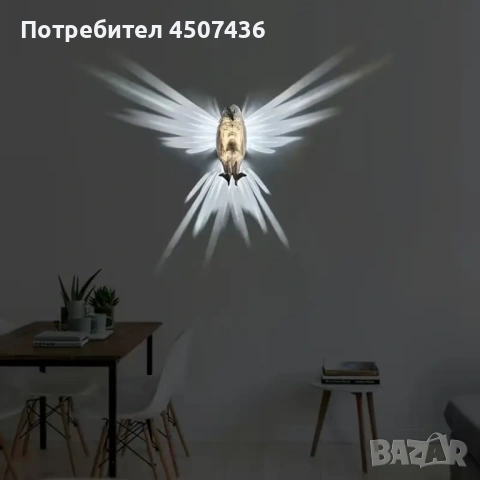 Арт Деко 3D магическа стенна нощна лампа орел с LED проекция, снимка 6 - Лед осветление - 53477474