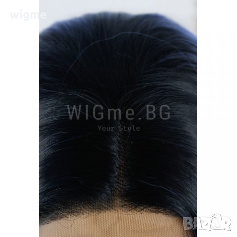 Дълга права синя лейс фронт перука Алиа, снимка 4 - Аксесоари за коса - 35901548