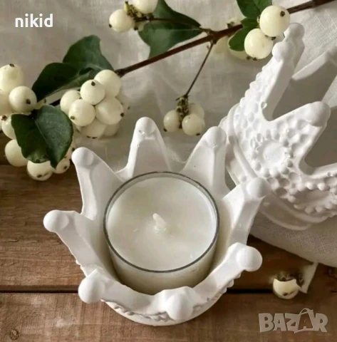 3D Корона силиконов молд форма фондан смола шоколад гипс кашпа свещник свещ декор, снимка 5 - Форми - 51334400