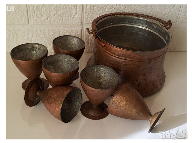 Сервиз за греяна ракия от кована мед, снимка 2 - Сервизи - 53140616