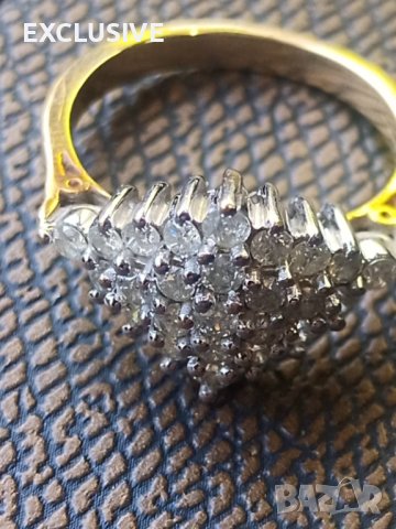Златен пръстен с 1ct диаманти/ 25 броя/ Договаряне!!! , снимка 4 - Пръстени - 40746180