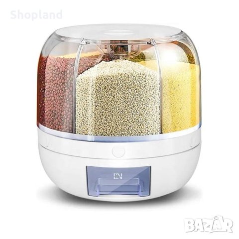 Въртящ се диспенсър за зърнени храни с шест отделения, снимка 4 - Аксесоари за кухня - 41976222