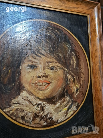 авторска картина "Усмихнато момче" маслени бои върху дървена основа , снимка 7 - Картини - 53035820