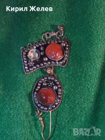 СТАРО УКРАШЕНИЕ от САЧАН с КАРНЕОЛ и КРИСТАЛ ВИСУЛКА 50141, снимка 4 - Антикварни и старинни предмети - 29835976