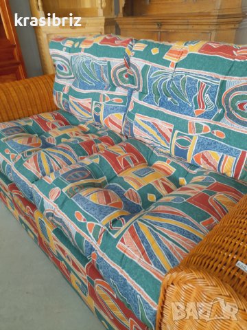 Разтегателен Диван от Естествен Ратан- внос от Германия!, снимка 6 - Дивани и мека мебел - 41587896