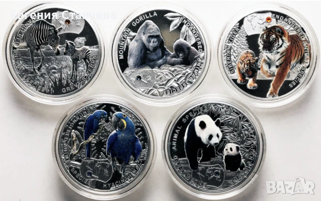 инвестиционен сребърен сет животни цял свят, снимка 2 - Нумизматика и бонистика - 50670779