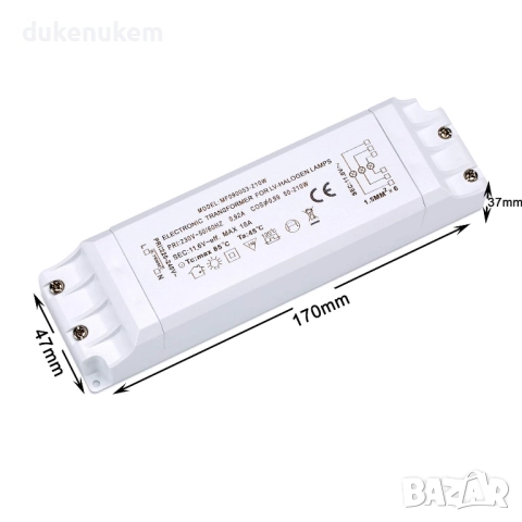 Трансформатор 220V към 12V, 50–210W с пълна защита за халогенни лампи, снимка 3 - Лед осветление - 52400663