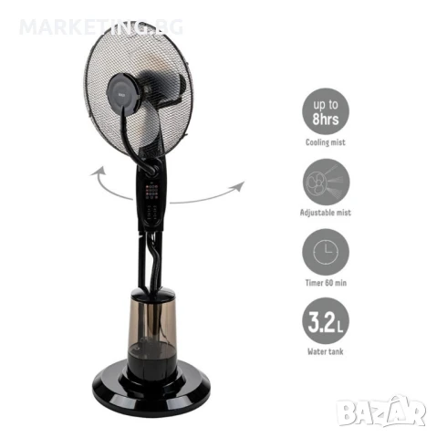 Вентилатор с водна мъгла 16'', 75W, LED, дист. упр-е, снимка 2 - Вентилатори - 50553445