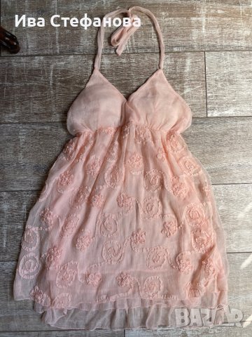 Нежна елегантна ефирна женствена рокля 3Д цветя рокля в прасковен цвят, снимка 13 - Рокли - 41794700