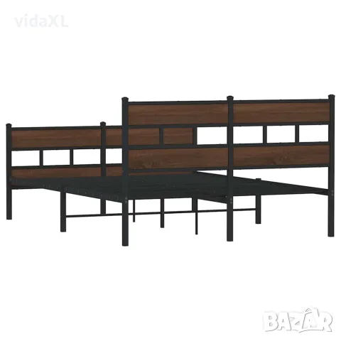 vidaXL Метална рамка за легло, без матрак, кафяв дъб, 160x200 см, снимка 6 - Спални и легла - 56147047