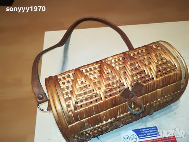 ПЛЕТЕНА ЧАНТА С КОЖЕНИ СТРАНИЦИ 2305232114M, снимка 4 - Антикварни и старинни предмети - 40803541