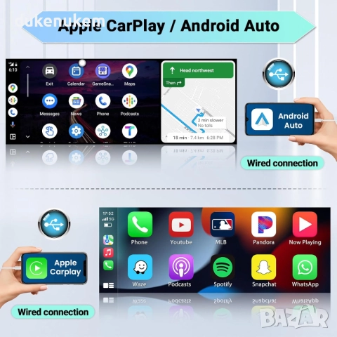 1 DIN Автомобилно радио с CarPlay / Android Auto и камера за заден ход, снимка 2 - Аксесоари и консумативи - 51997019