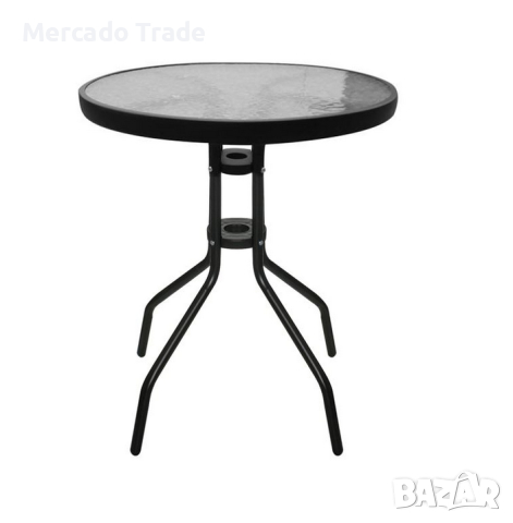 Маса Mercado Trade, Стъклена повърхност, Метал, Черен, 60x70см, снимка 2 - Маси - 44824429