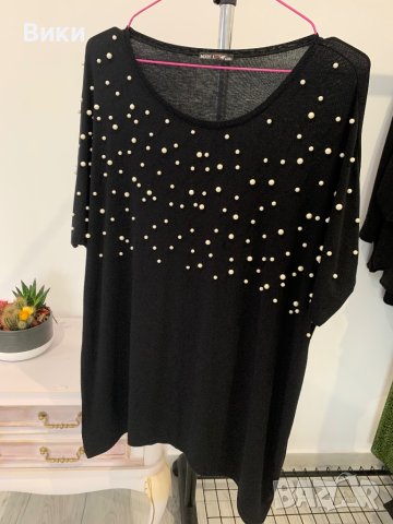 Асиметрична блуза с перли размер L/XL, снимка 10 - Блузи с дълъг ръкав и пуловери - 44259799