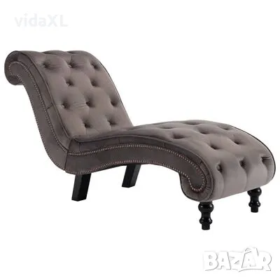 vidaXL Кушетка, сива, кадифе（SKU:248609）, снимка 1 - Дивани и мека мебел - 49420642