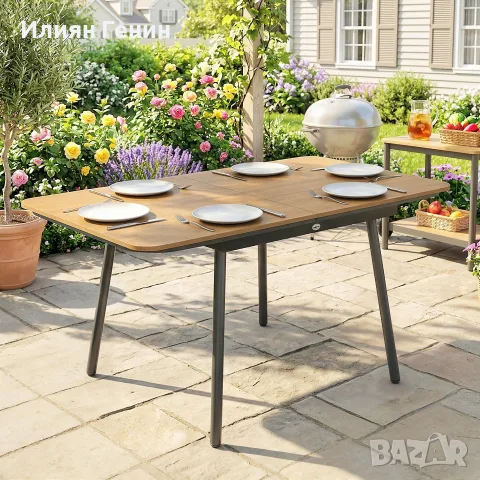 Градинска маса Outsunny 140 x 80 см , снимка 4 - Градински мебели, декорация  - 56302833