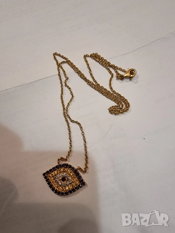 14к златен синджир с диаманти и сапфири , снимка 3 - Колиета, медальони, синджири - 52578448