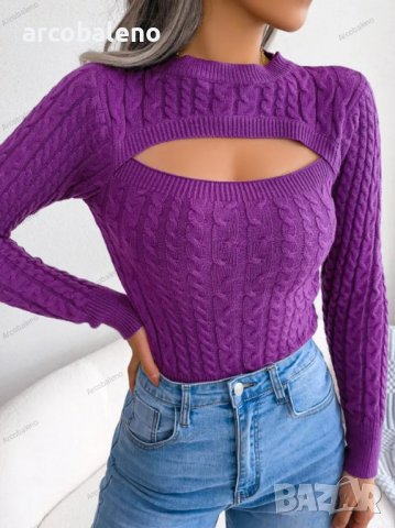 Дамски моден пуловер с дълъг ръкав, 3цвята, снимка 11 - Блузи с дълъг ръкав и пуловери - 39894802
