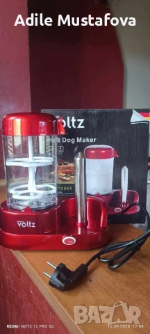 Уред за хот-дог с приставка за 6 яйца Voltz, 365W, Незалепващо покритие, Червен 24 месеца гаранция, снимка 1