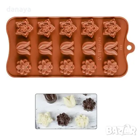 3581 Силиконова форма за бонбони и лед цветя, снимка 2 - Форми - 49902826