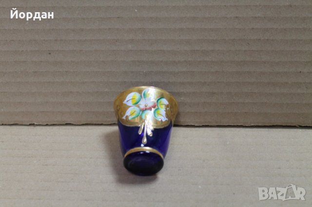 Стъклена чаша с позлата Бохемия , снимка 2 - Сервизи - 35713829