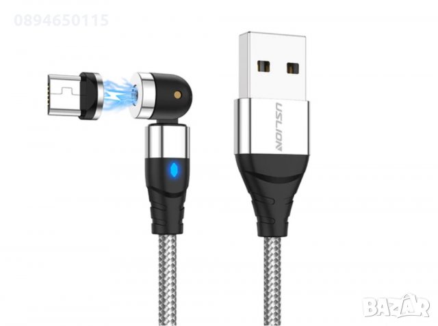 НОВО! 180°-360°-540° Магнитен кабел micro USB, Type C, 8-pin магнитно зарядно, снимка 3 - USB кабели - 33804624
