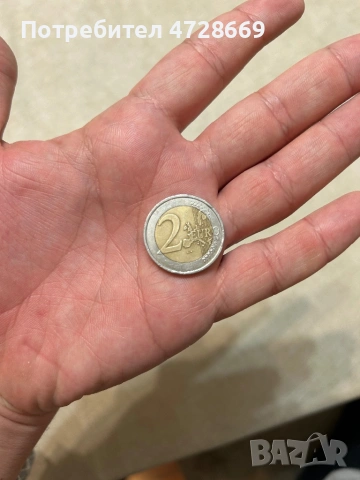 2 евро монета с изместен център от 2000 година