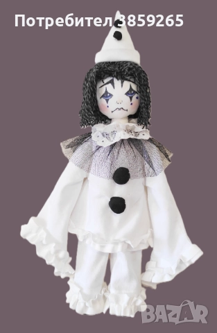 Кукла Пиеро. Ръчно изработена. Приказен герой. , снимка 2 - Кукли - 52976262