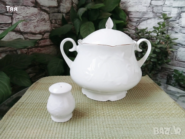 БГ порцелан бяла Шипка,  супник и солничка 