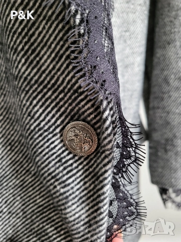 Плътно сиво сако с дантела, снимка 3 - Сака - 52835961