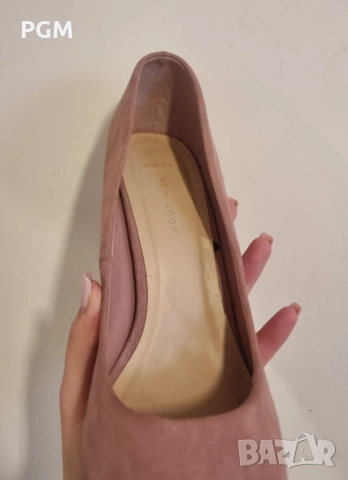 Розови велурени токчета с дебела ток 41 номер, снимка 5 - Дамски обувки на ток - 52957134