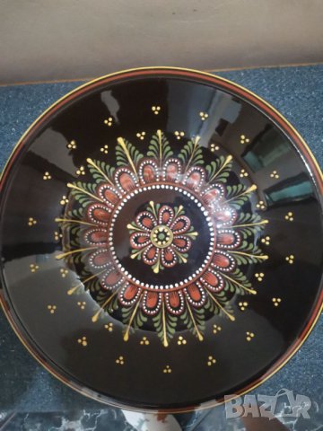 Декоративна керамична ръчно рисувана чиния за стена точкова мандала u. kohler schurbach handarbeit, снимка 6 - Пана - 41495277