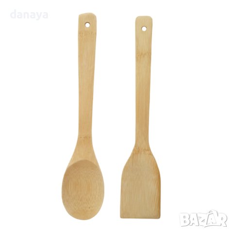 3914 Комплект бамбукови бъркалки прибори за готвене, 2 броя, снимка 5 - Прибори за хранене, готвене и сервиране - 41841500