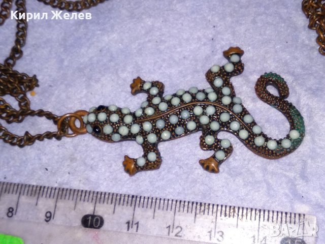 ФИГУРАЛЕН МЕДЕН АРТ МЕДАЛЬОН ИГУАНА ГУЩЕРЧЕ с ПОМЕДНЕНА ВЕРИЖКА от НЕРЪЖДАЕМА СТОМАНА 21389, снимка 2 - Колиета, медальони, синджири - 41682331