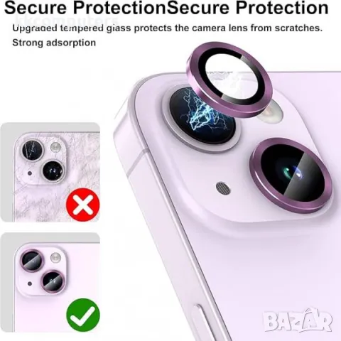 Camera Lens за iPhone 14 / 14 Plus / Тъмнолилав / Баркод : 2403740, снимка 3 - Стъкла за телефони - 47863806