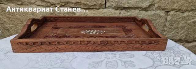 Колекция от  дървени подноса, изработени в Индия, снимка 2 - Антикварни и старинни предмети - 50752152