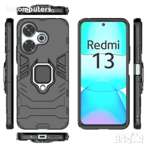 Xiaomi Redmi 13 5G / 13 4G Удароустойчив Ring Holder Калъф и Протектор, снимка 5 - Калъфи, кейсове - 52710377