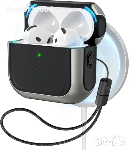 ESR Orbit Hybrid калъф за AirPods 4 – Titanium, MagSafe съвместим